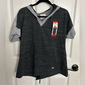 Champion Charcoal and Light Gray Short-Sleeve Hoodie Slouchy Comfy Soft NWT M